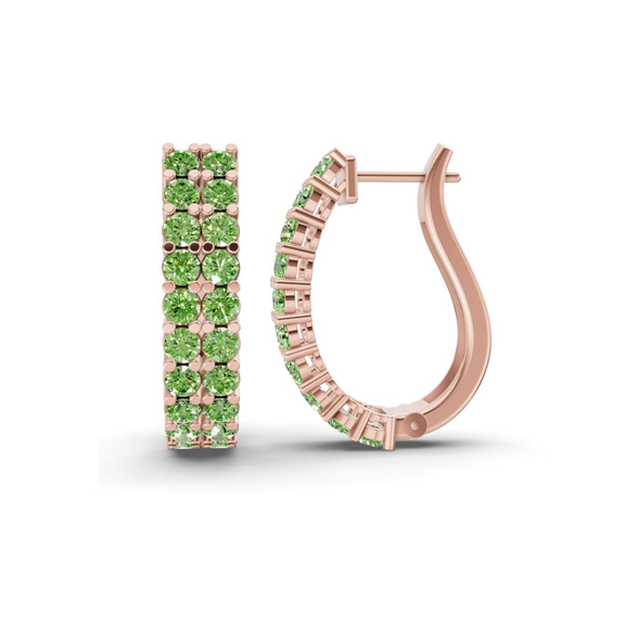 9ct Rose Gold Gracie Double Row Round Lab Diamond Hoop Earrings (7 Ct. Tw.) left