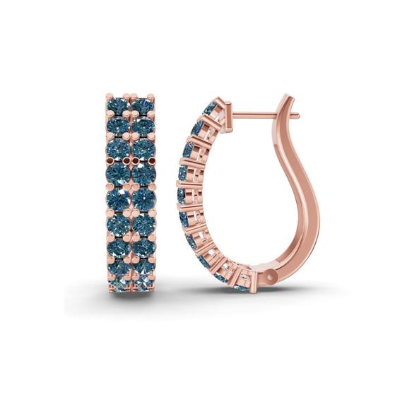9ct Rose Gold Gracie Double Row Round Lab Diamond Hoop Earrings (5 Ct. Tw.) left