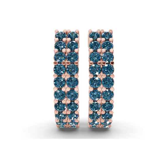 9ct Rose Gold Gracie Double Row Round Lab Diamond Hoop Earrings (5 Ct. Tw.) right