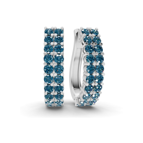 10kt White Gold Gracie Double Row Round Lab Diamond Hoop Earrings (1 Ct. Tw.) front image
