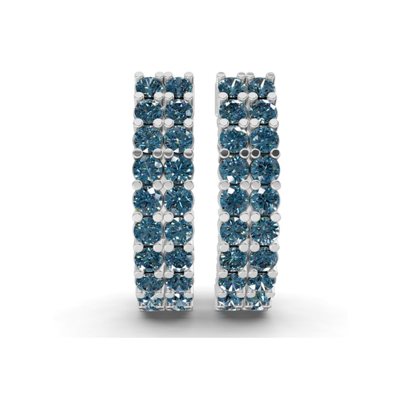 10kt White Gold Gracie Double Row Round Lab Diamond Hoop Earrings (1 Ct. Tw.) right