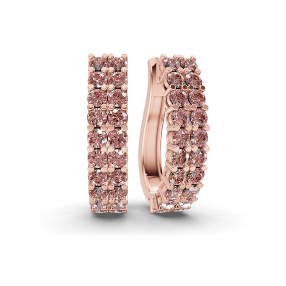 10kt Rose Gold Gracie Double Row Round Lab Diamond Hoop Earrings (1 Ct. Tw.) front image