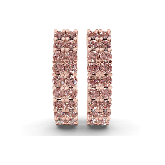 10kt Rose Gold Gracie Double Row Round Lab Diamond Hoop Earrings (1 Ct. Tw.) right