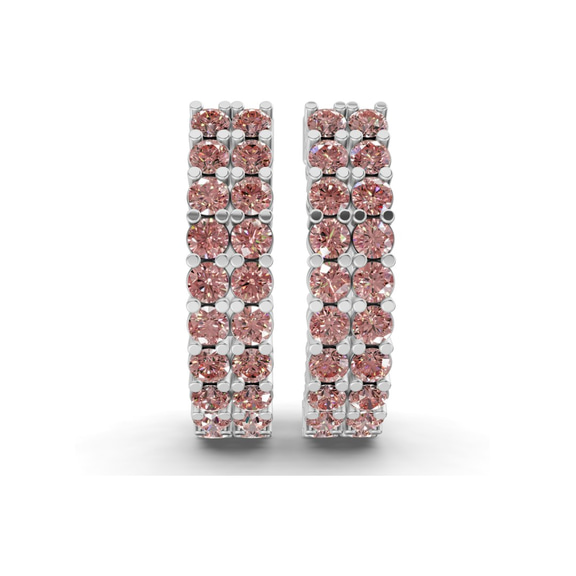 Platinum Gracie Double Row Round Lab Diamond Hoop Earrings (4 Ct. Tw.) right