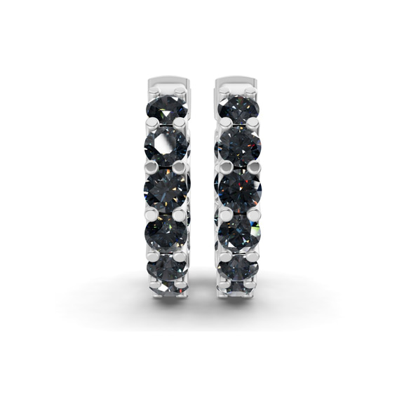 Platinum Sirena Round Lab Diamond Hoop Earrings (6 Ct. Tw.) side right image one