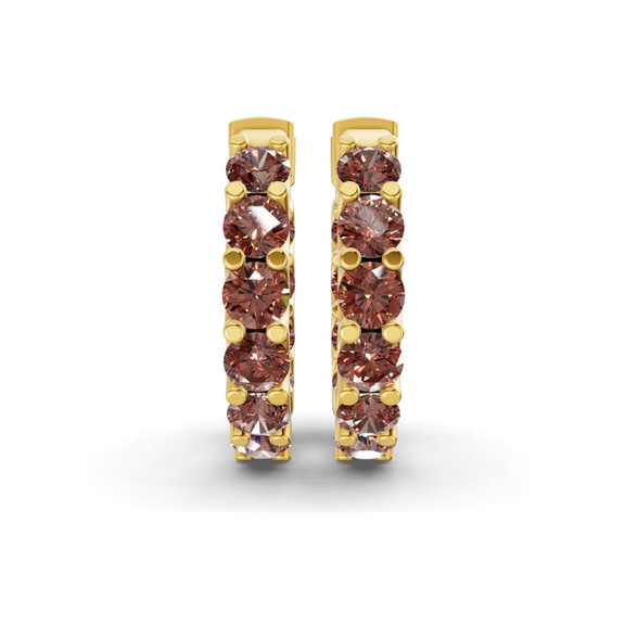 9ct Yellow Gold Sirena Round Lab Diamond Hoop Earrings (4 Ct. Tw.) side right image one