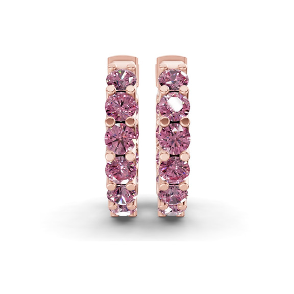 9ct Rose Gold Sirena Round Lab Diamond Hoop Earrings (5 Ct. Tw.) side right image one