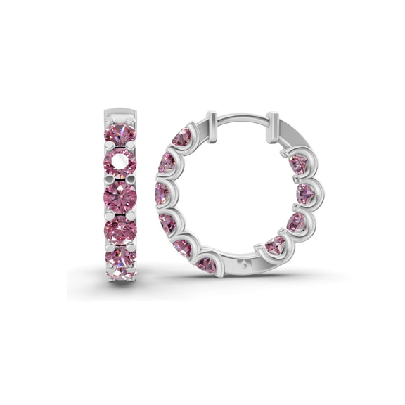Platinum Sirena Round Lab Diamond Hoop Earrings (5 Ct. Tw.) standing product image one
