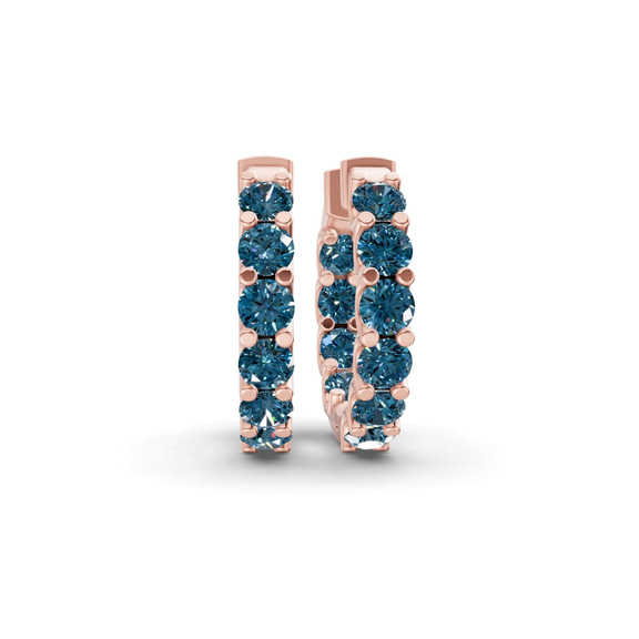 9ct Rose Gold Sirena Round Lab Diamond Hoop Earrings (6 Ct. Tw.) front image