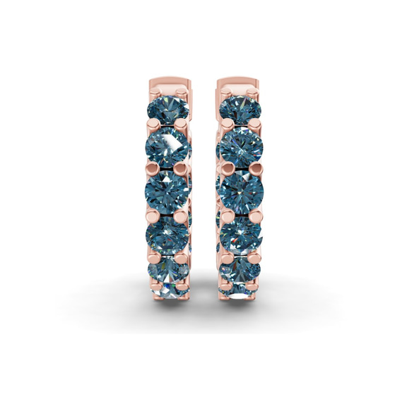 9ct Rose Gold Sirena Round Lab Diamond Hoop Earrings (6 Ct. Tw.) side right image one