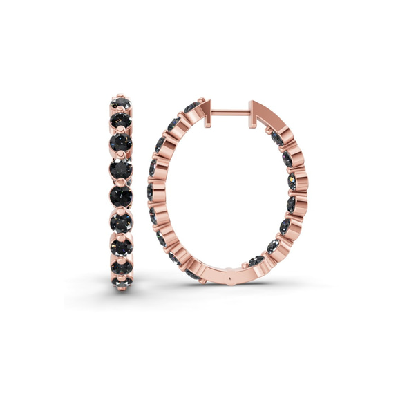 9ct Rose Gold Rylee Round Lab Diamond Hoop Earrings (1 Ct. Tw.) left