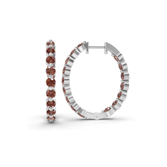 Platinum Rylee Round Lab Diamond Hoop Earrings (1 Ct. Tw.) left