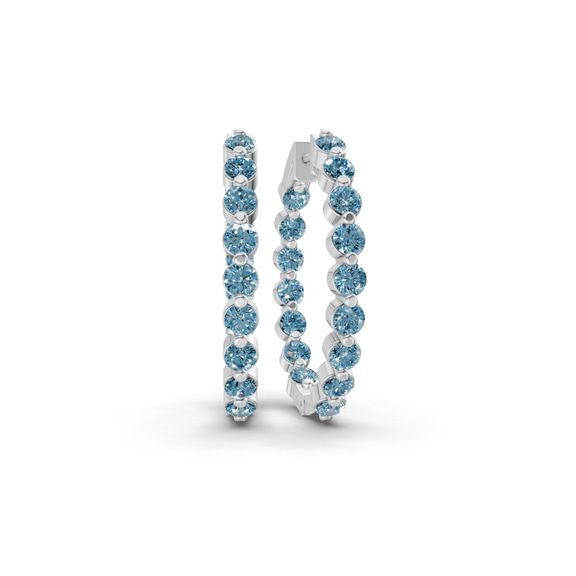 10kt White Gold Rylee Round Lab Diamond Hoop Earrings (1 Ct. Tw.) front image
