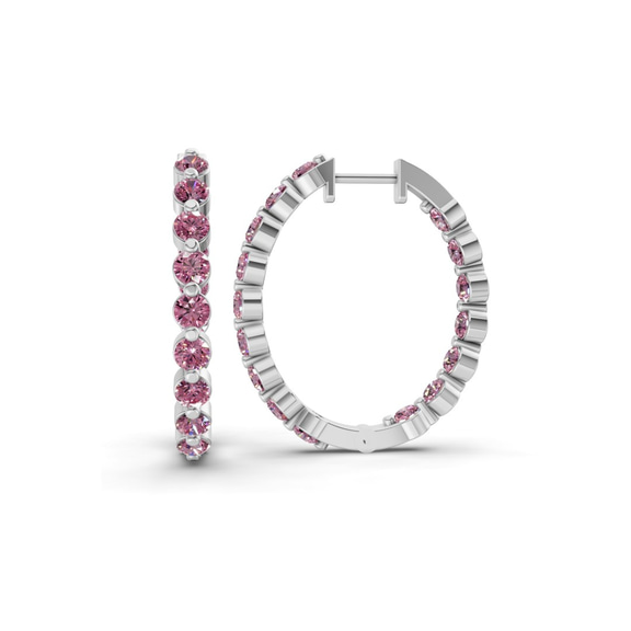 Platinum Rylee Round Lab Diamond Hoop Earrings (8 Ct. Tw.) left