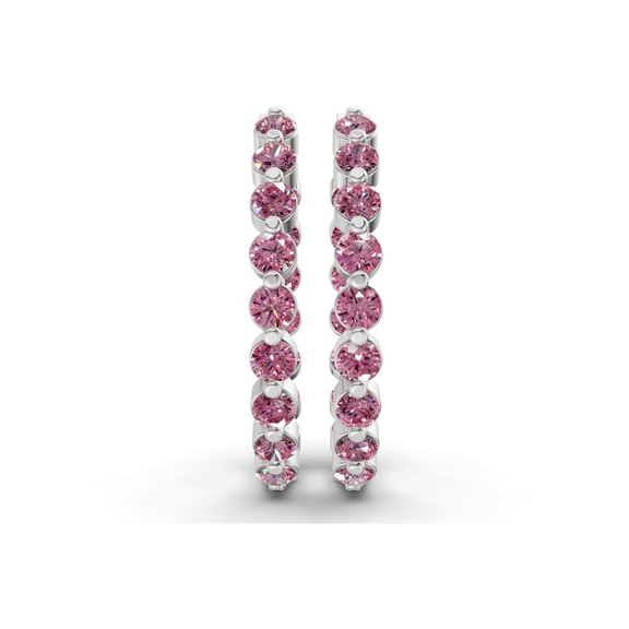 Platinum Rylee Round Lab Diamond Hoop Earrings (8 Ct. Tw.) right