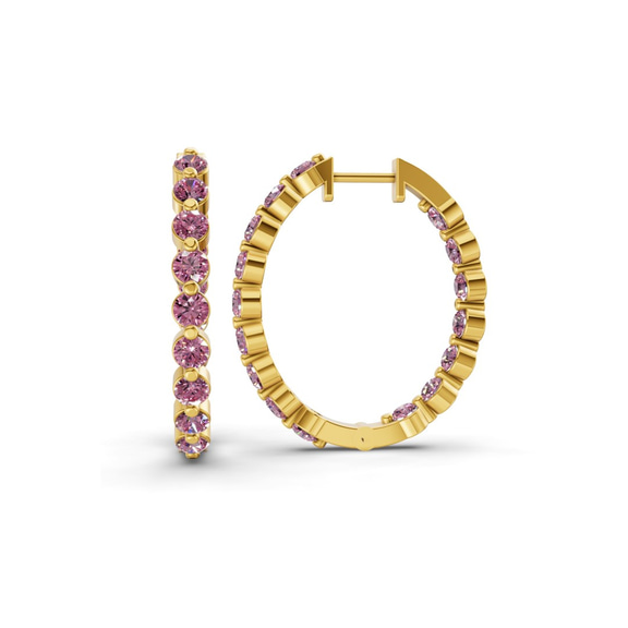 10kt Yellow Gold Rylee Round Lab Diamond Hoop Earrings (2 Ct. Tw.) left