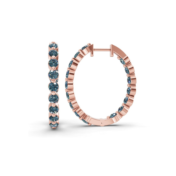 9ct Rose Gold Rylee Round Lab Diamond Hoop Earrings (1 Ct. Tw.) left