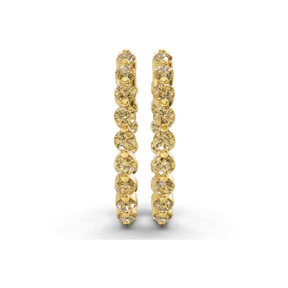 9ct Yellow Gold Rylee Round Lab Diamond Hoop Earrings (1 Ct. Tw.) right