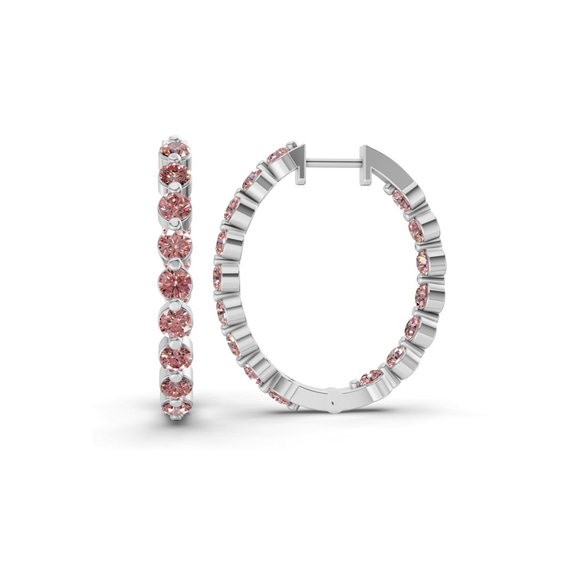 Platinum Rylee Round Lab Diamond Hoop Earrings (7 Ct. Tw.) left