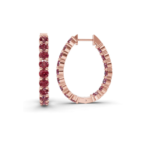 9ct Rose Gold Isla Round Lab Diamond Hoop Earrings (1 Ct. Tw.) left