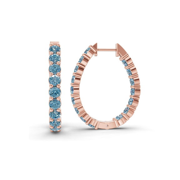 9ct Rose Gold Isla Round Lab Diamond Hoop Earrings (7 Ct. Tw.) left