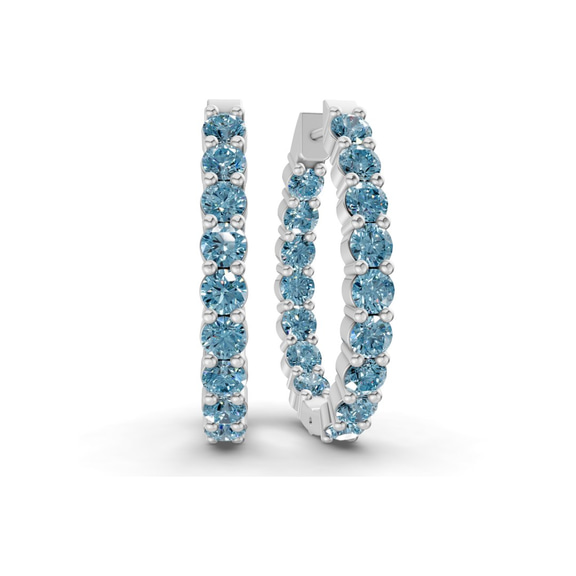 9ct White Gold Isla Round Lab Diamond Hoop Earrings (1 Ct. Tw.) front image