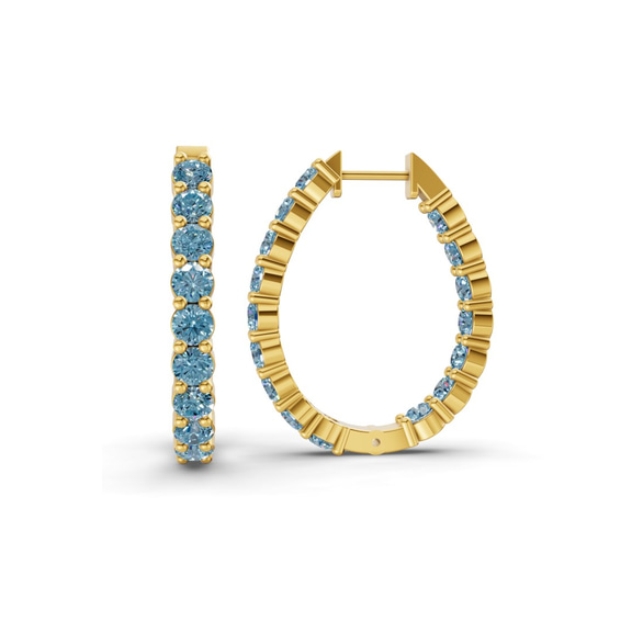 9ct Yellow Gold Isla Round Lab Diamond Hoop Earrings (8 Ct. Tw.) left