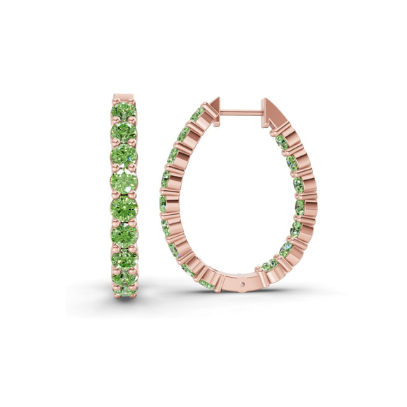 9ct Rose Gold Isla Round Lab Diamond Hoop Earrings (4 Ct. Tw.) left