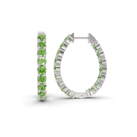 Platinum Isla Round Lab Diamond Hoop Earrings (5 Ct. Tw.) left