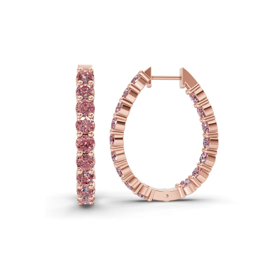 9ct Rose Gold Isla Round Lab Diamond Hoop Earrings (7 Ct. Tw.) left