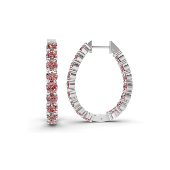 9ct White Gold Isla Round Lab Diamond Hoop Earrings (7 Ct. Tw.) left