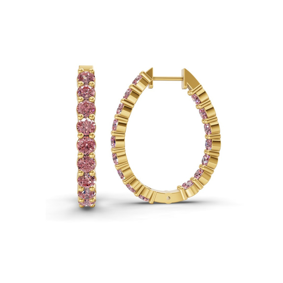 10kt Yellow Gold Isla Round Lab Diamond Hoop Earrings (1 Ct. Tw.) left