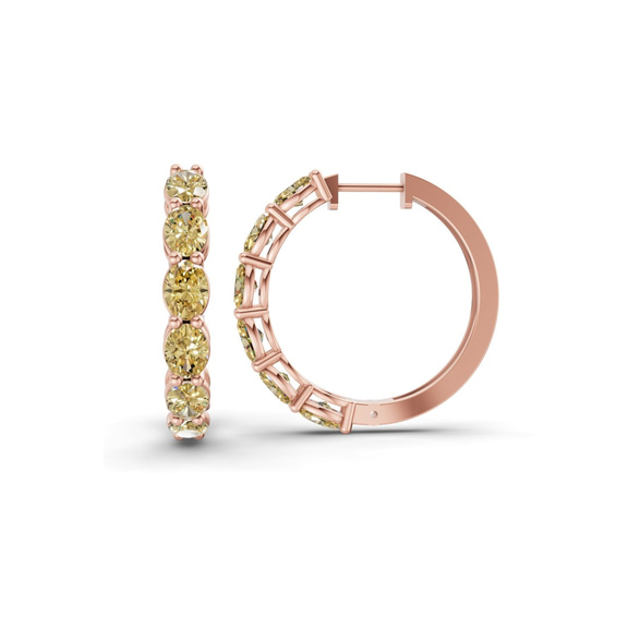 9ct Rose Gold Saylor Oval Lab Diamond Hoop Earrings (8 Ct. Tw.) left