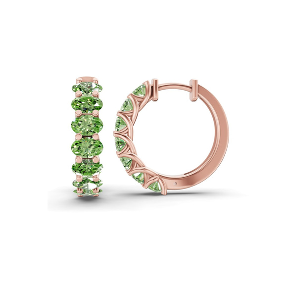 9ct Rose Gold Jovana Oval Lab Diamond Hoop Earrings (2 Ct. Tw.) standing product image one