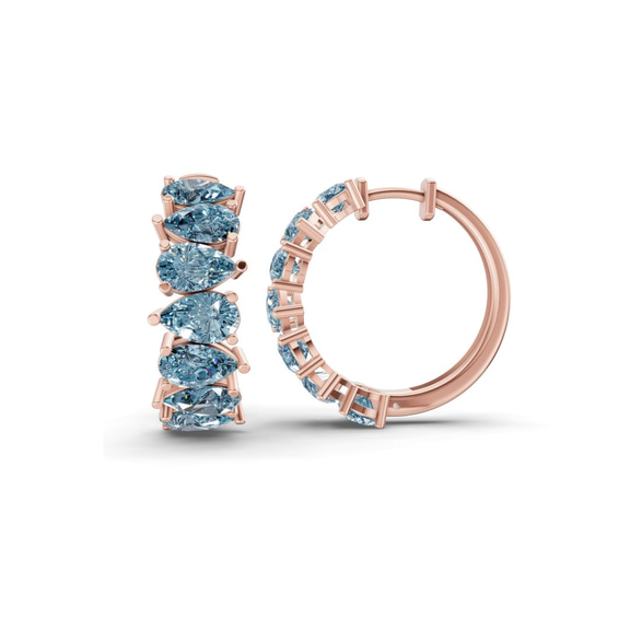 14kt Rose Gold Eudora Pear Lab Diamond Hoop Earrings (2 Ct. Tw.) standing product image one