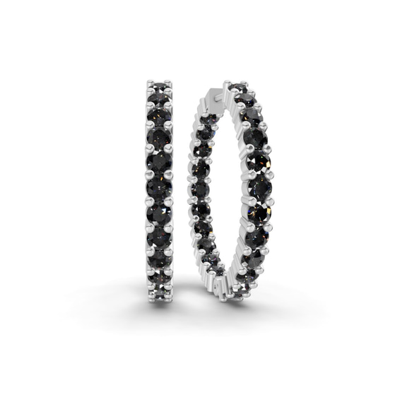 Platinum Meara Round Lab Diamond Hoop Earrings (8 Ct. Tw.) front image