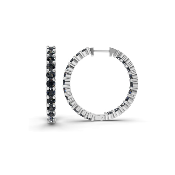 Platinum Meara Round Lab Diamond Hoop Earrings (8 Ct. Tw.) standing product image one