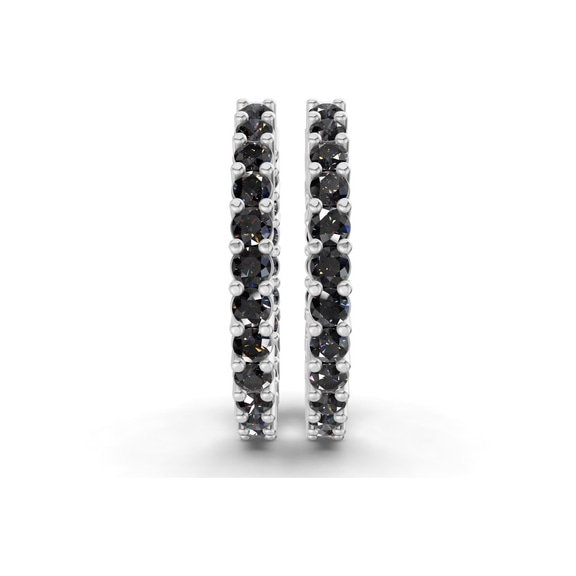 Platinum Meara Round Lab Diamond Hoop Earrings (8 Ct. Tw.) side right image one