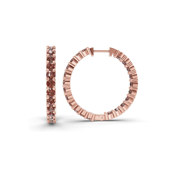 9ct Rose Gold Meara Round Lab Diamond Hoop Earrings (8 Ct. Tw.) standing product image one