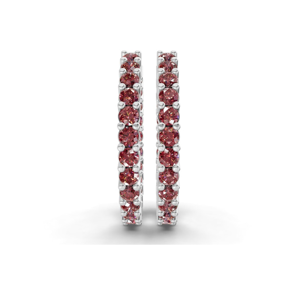 Platinum Meara Round Lab Diamond Hoop Earrings (8 Ct. Tw.) side right image one