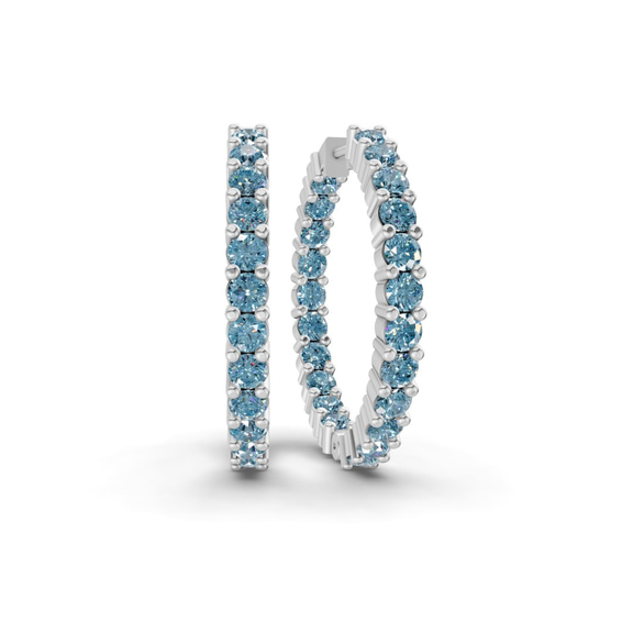 14kt White Gold Meara Round Lab Diamond Hoop Earrings (5 Ct. Tw.) front image