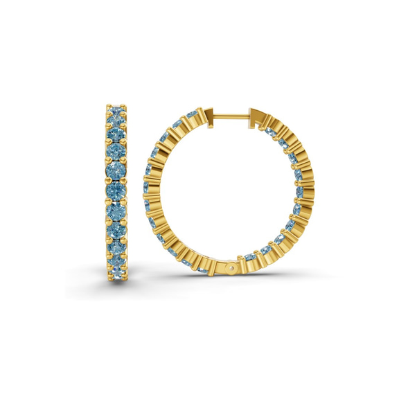 9ct Yellow Gold Meara Round Lab Diamond Hoop Earrings (2 Ct. Tw.) standing product image one