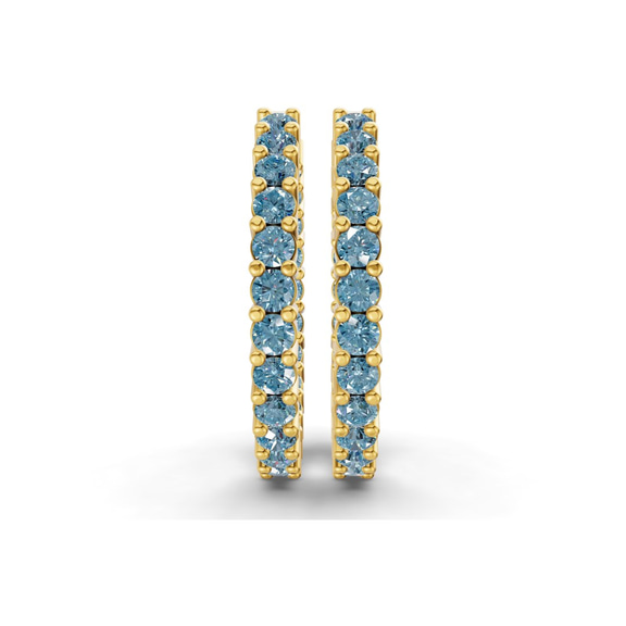 9ct Yellow Gold Meara Round Lab Diamond Hoop Earrings (2 Ct. Tw.) side right image one