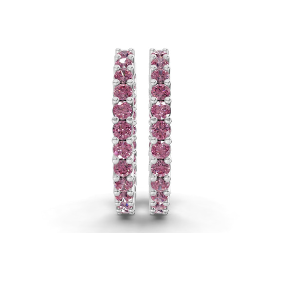 Platinum Meara Round Lab Diamond Hoop Earrings (6 Ct. Tw.) side right image one