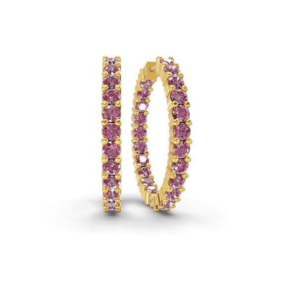 10kt Yellow Gold Meara Round Lab Diamond Hoop Earrings (2 Ct. Tw.) front image