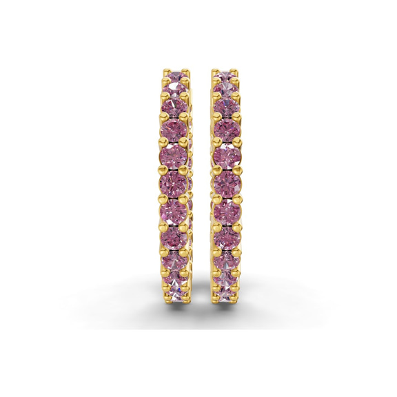 10kt Yellow Gold Meara Round Lab Diamond Hoop Earrings (2 Ct. Tw.) side right image one