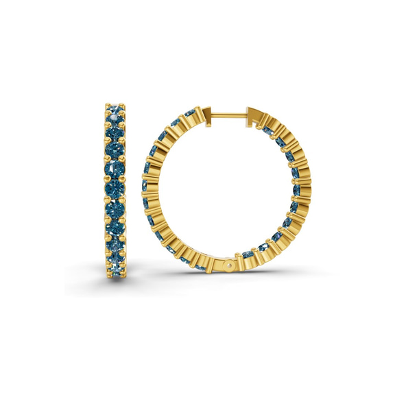 10kt Yellow Gold Meara Round Lab Diamond Hoop Earrings (2 Ct. Tw.) standing product image one