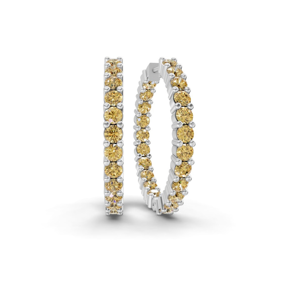 Platinum Meara Round Lab Diamond Hoop Earrings (8 Ct. Tw.) front image
