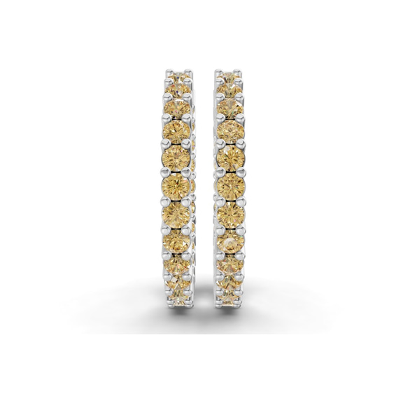 Platinum Meara Round Lab Diamond Hoop Earrings (8 Ct. Tw.) side right image one