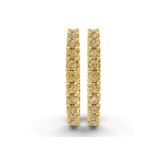 9ct Yellow Gold Meara Round Lab Diamond Hoop Earrings (1 Ct. Tw.) side right image one